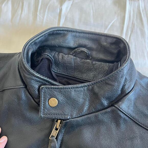 Vintage Black Biker Leather Jacket 25x25.5” - Picture 3 of 8